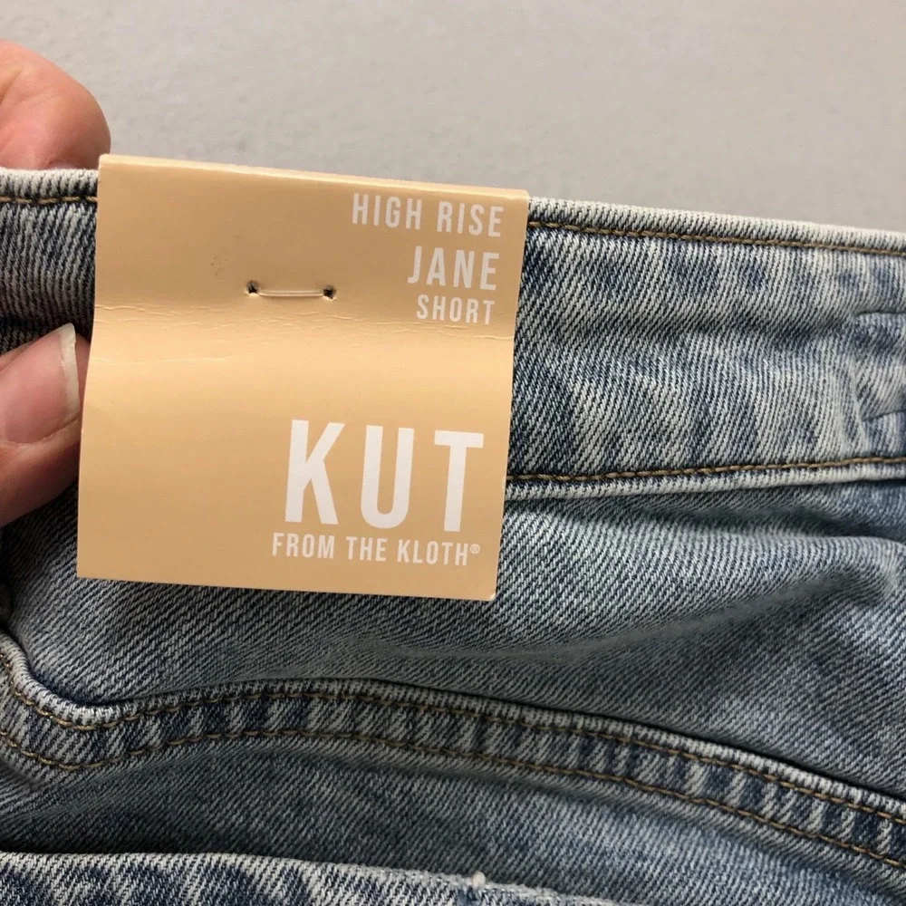 Kut From The Kloth Jane High Rise Shorts Womens 2 Blue Denim Rolled Festival New